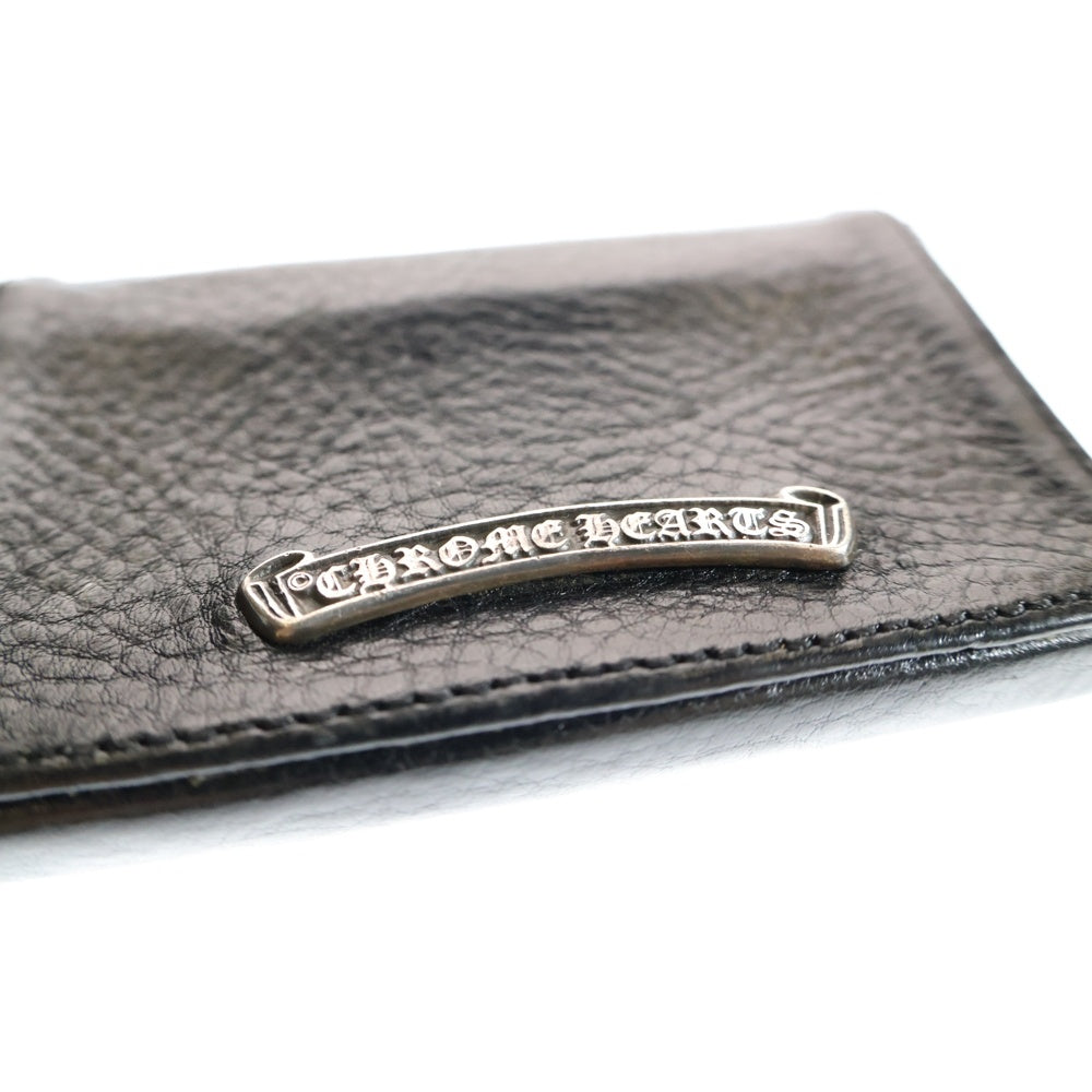 CHROME HEARTS(クロムハーツ) CARD CASE マグネット式 スクロールラベル付き レザーカードケース 名刺入れ ブラック