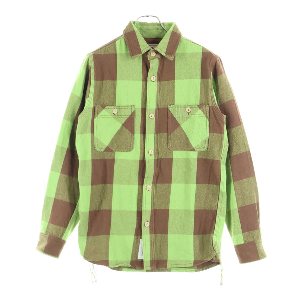 HOUSTON(ヒューストン) BLOCK CHECK VIYELLA SHIRT ブロックチェック ビエラ レギュラーカラー ボタンダウン ロングスリーブ 長袖シャツ グリーン/ブラウン 40958