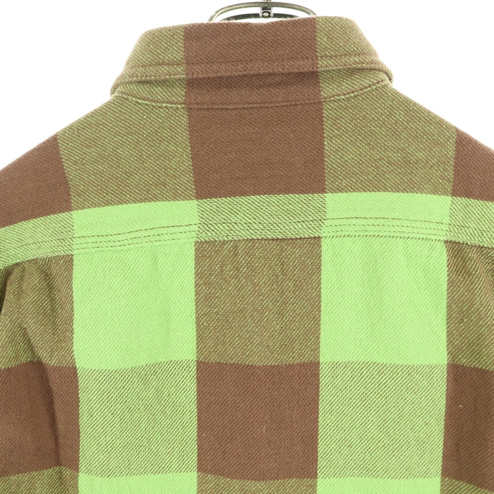 HOUSTON(ヒューストン) BLOCK CHECK VIYELLA SHIRT ブロックチェック ビエラ レギュラーカラー ボタンダウン ロングスリーブ 長袖シャツ グリーン/ブラウン 40958