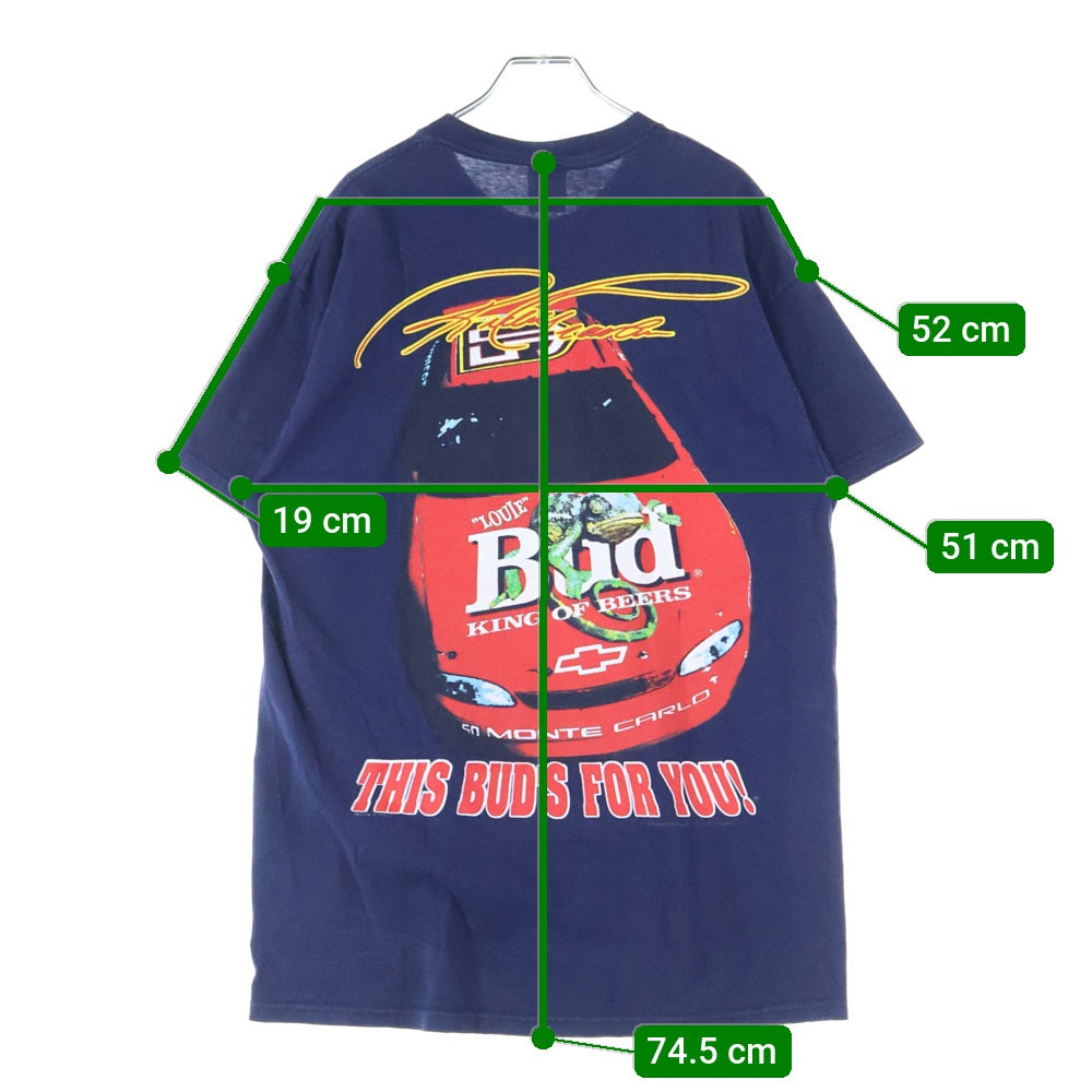 VINTAGE(ヴィンテージ) 90S VINTAGE Budweiser RACING 1998 LOUIE THE LIZARD NASCAR NAVY DELTA バドワイザーレーシング 両面プリント クルーネック 半袖Tシャツ カットソー ネイビー