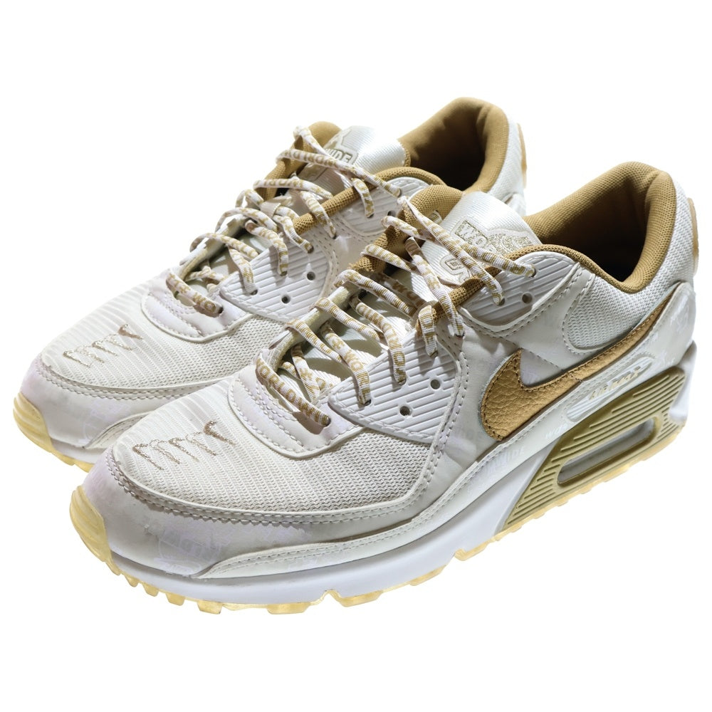 NIKE(ナイキ) WMNS WORLD WIDE PACK AIR MAX 90 KATAKANA WHITE METALIC GOLD ワールドワイドパック エアマックス90 ローカットスニーカー US10.5/27.5cm DA1342-170