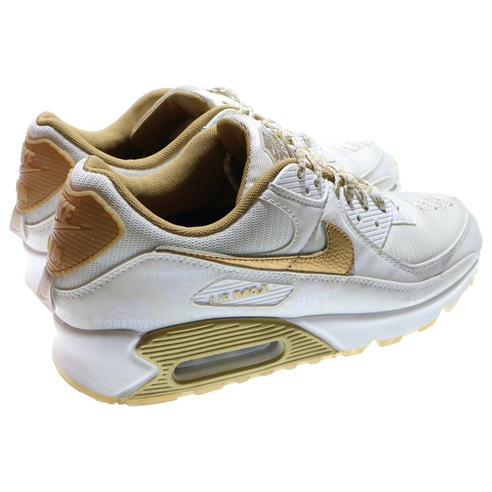 NIKE(ナイキ) WMNS WORLD WIDE PACK AIR MAX 90 KATAKANA WHITE METALIC GOLD ワールドワイドパック エアマックス90 ローカットスニーカー US10.5/27.5cm DA1342-170