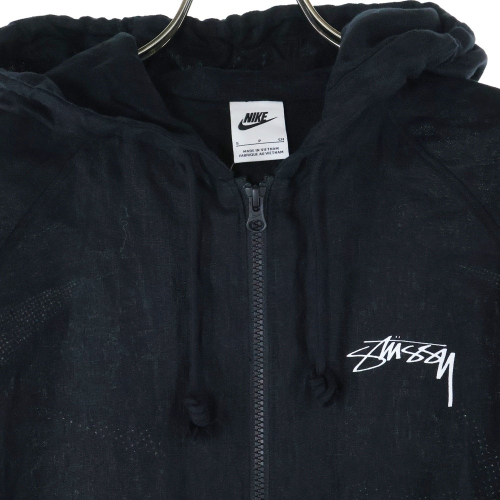 NIKE(ナイキ) ×STUSSY U NRG LINEN JACKET HOODIE ステューシー リラックスフィット リネン ジャケット ブラック FZ5751-010