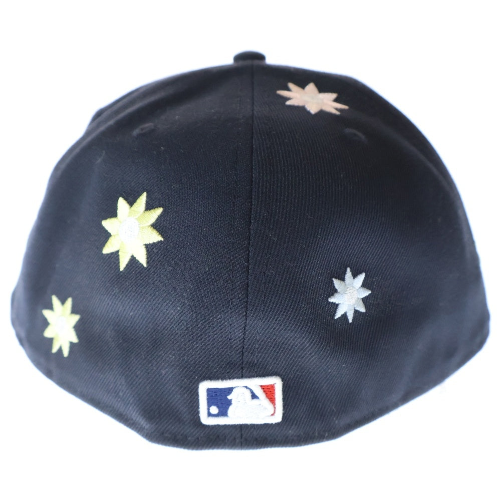 NEW ERA(ニューエラ) NEW YORK YANKEES FLOWER EMB 59FIFTY ニューヨークヤンキース フラワー刺繍 6パネル ベースボールキャップ 帽子 ネイビー