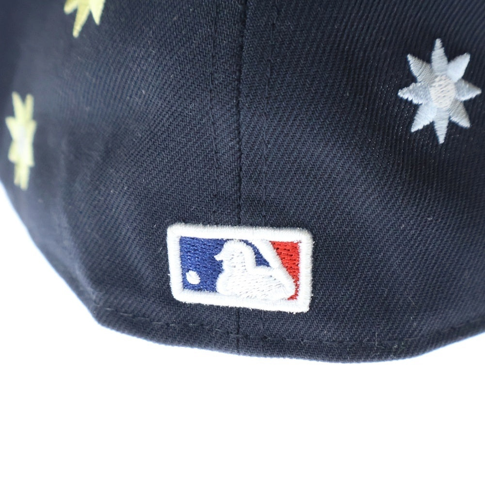 NEW ERA(ニューエラ) NEW YORK YANKEES FLOWER EMB 59FIFTY ニューヨークヤンキース フラワー刺繍 6パネル ベースボールキャップ 帽子 ネイビー