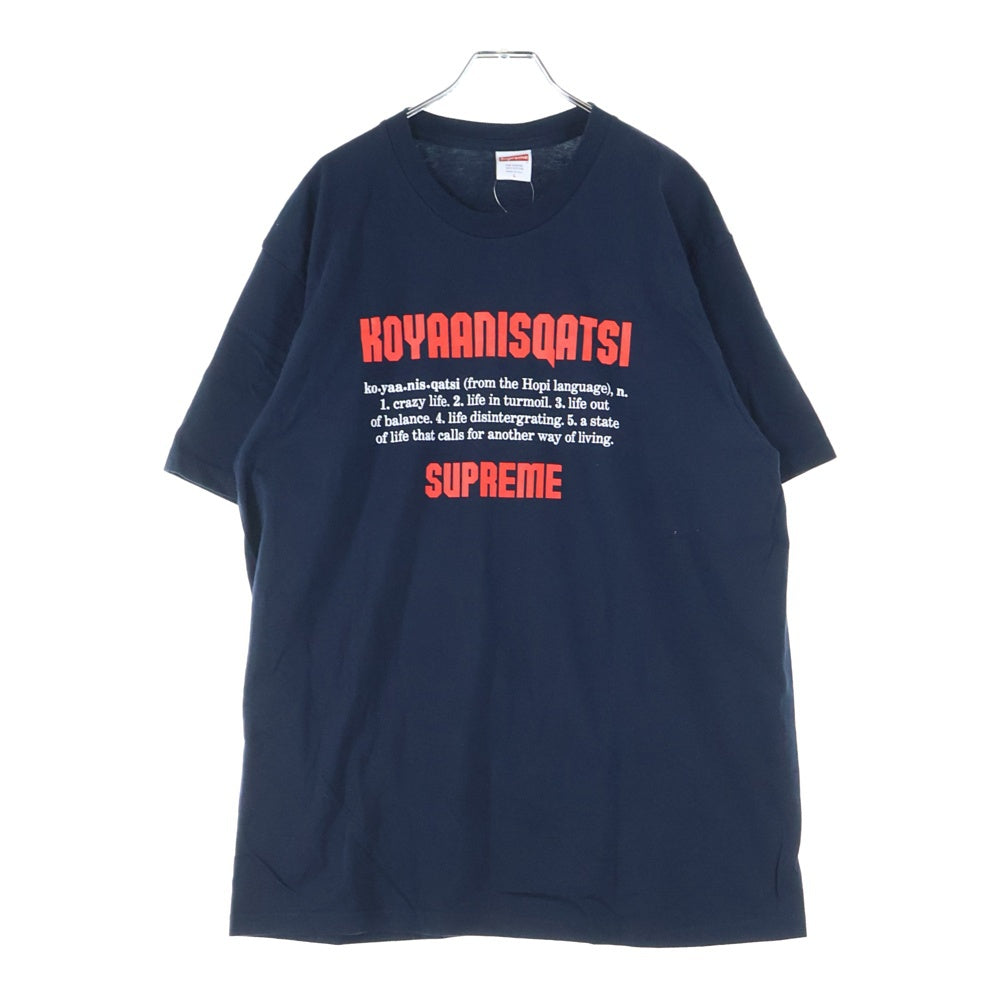 SUPREME(シュプリーム) 20AW Koyaanisqatsi Tee コヤニスカッツィ フロントムービープリント クルーネック 半袖Tシャツ カットソー ネイビー