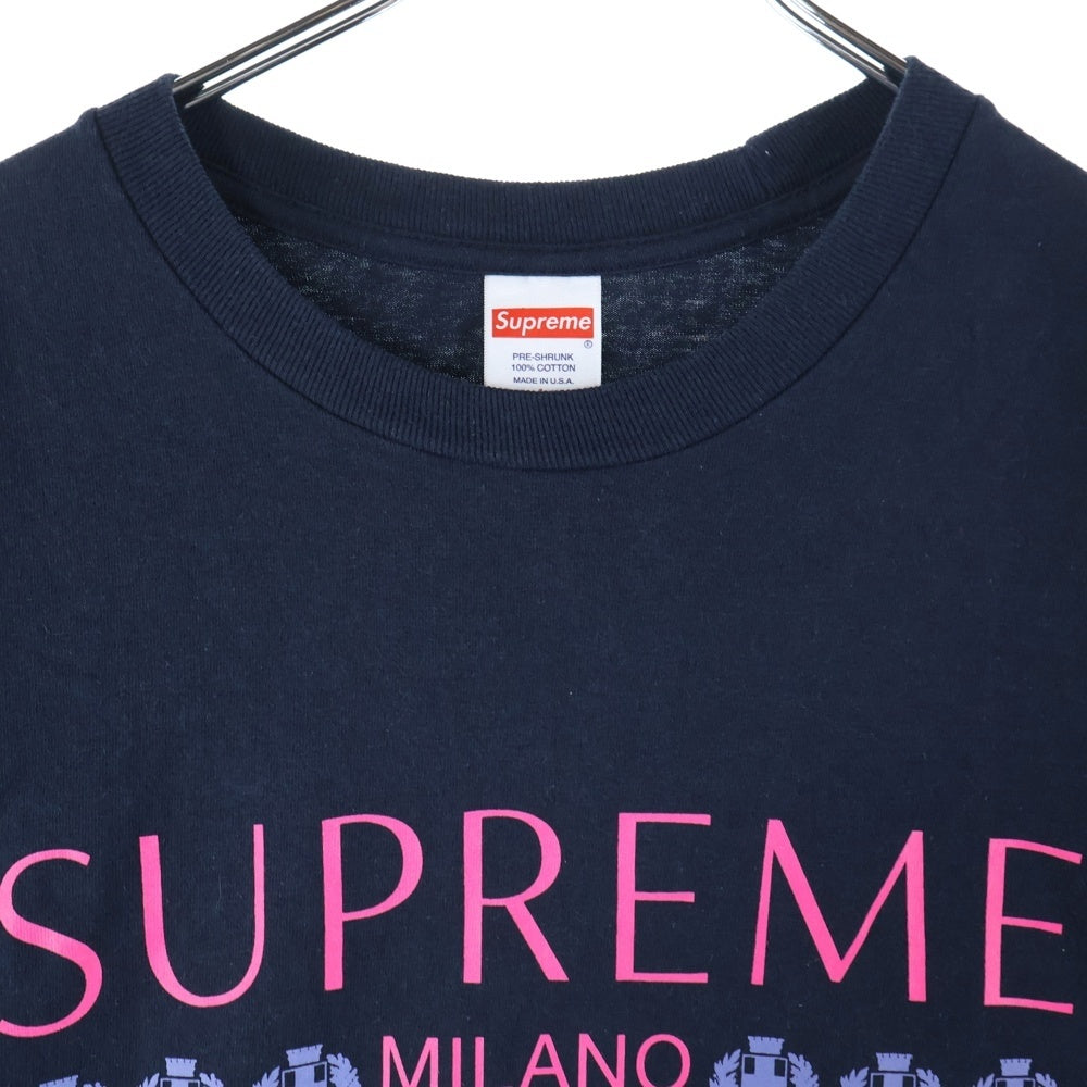 SUPREME(シュプリーム) 21SS Milano Tee ミラノ ロゴプリント クルーネック 半袖Tシャツ カットソー ネイビー