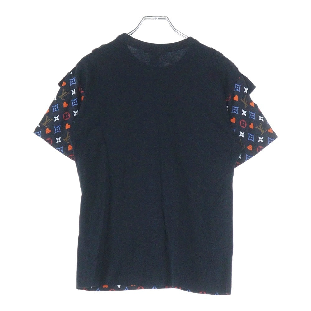LOUIS VUITTON(ルイヴィトン) 21SS 総柄 モノグラム ゲームオンコントラストバック クルーネック 半袖 Tシャツ カットソー レディース ブラック RW211A ZVX FKTS98