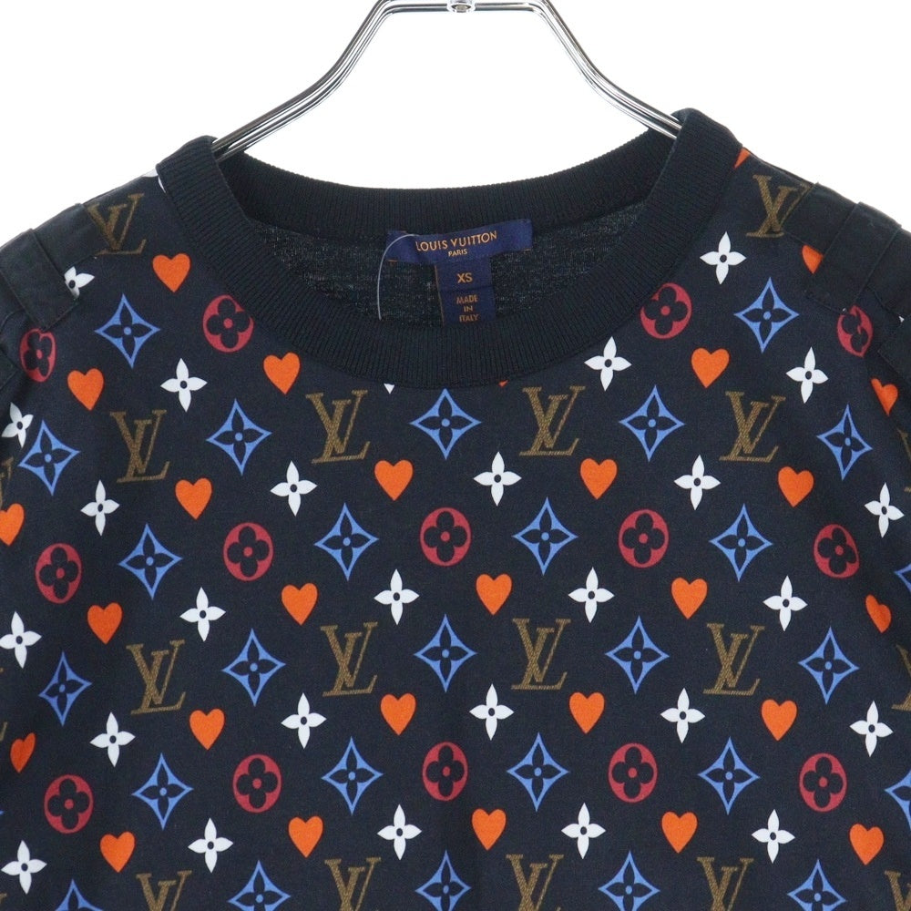 LOUIS VUITTON(ルイヴィトン) 21SS 総柄 モノグラム ゲームオンコントラストバック クルーネック 半袖 Tシャツ カットソー レディース ブラック RW211A ZVX FKTS98