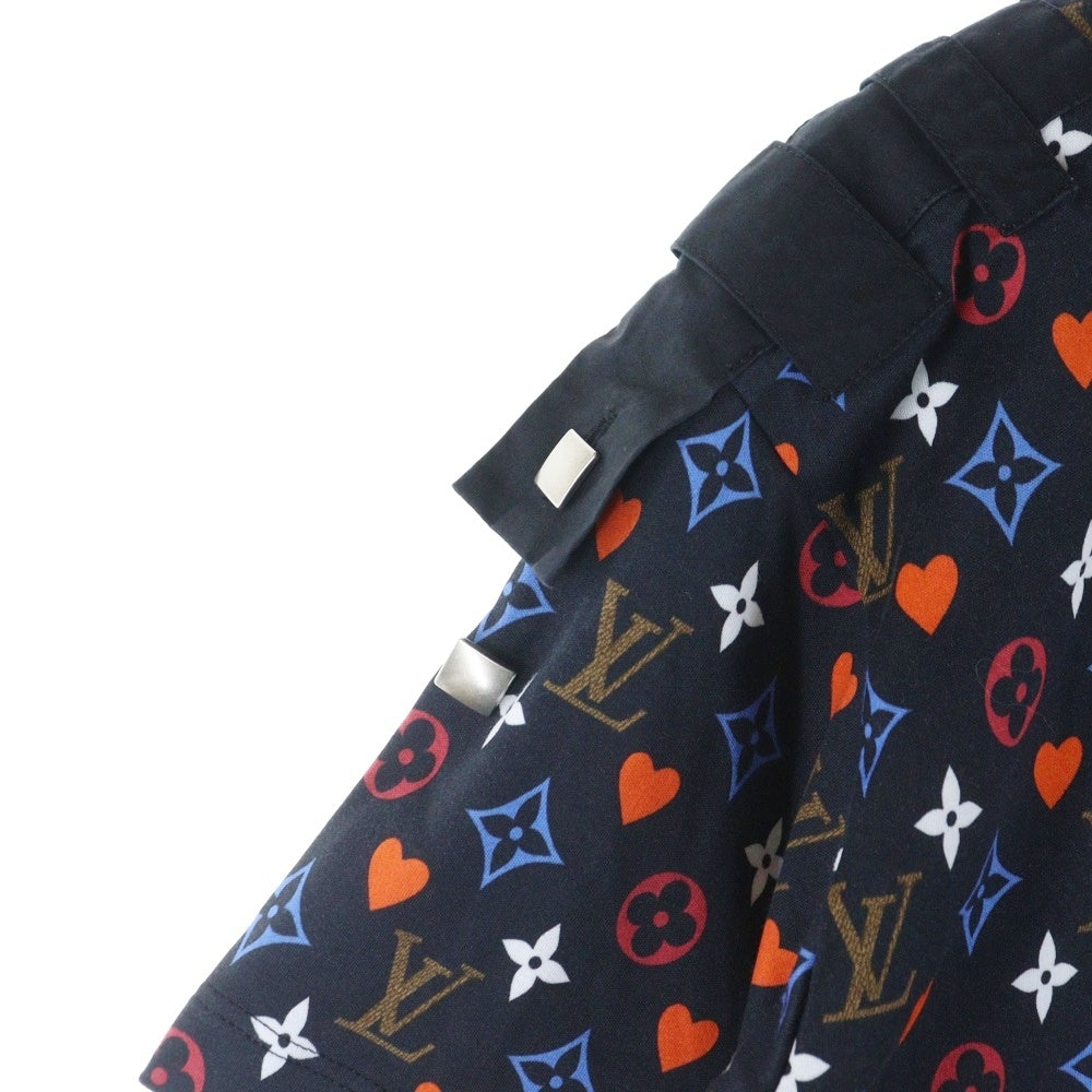 LOUIS VUITTON(ルイヴィトン) 21SS 総柄 モノグラム ゲームオンコントラストバック クルーネック 半袖 Tシャツ カットソー レディース ブラック RW211A ZVX FKTS98