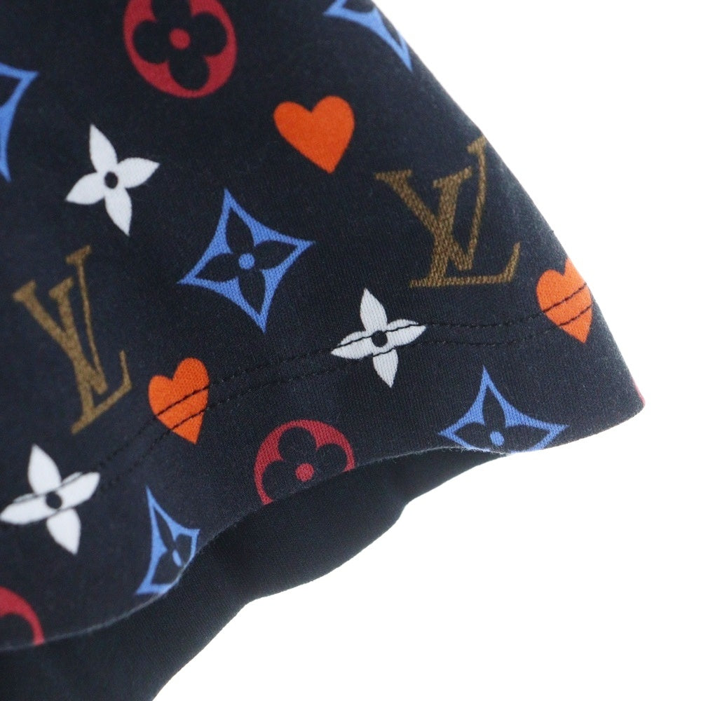 LOUIS VUITTON(ルイヴィトン) 21SS 総柄 モノグラム ゲームオンコントラストバック クルーネック 半袖 Tシャツ カットソー レディース ブラック RW211A ZVX FKTS98