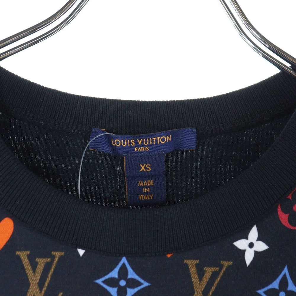 LOUIS VUITTON(ルイヴィトン) 21SS 総柄 モノグラム ゲームオンコントラストバック クルーネック 半袖 Tシャツ カットソー レディース ブラック RW211A ZVX FKTS98