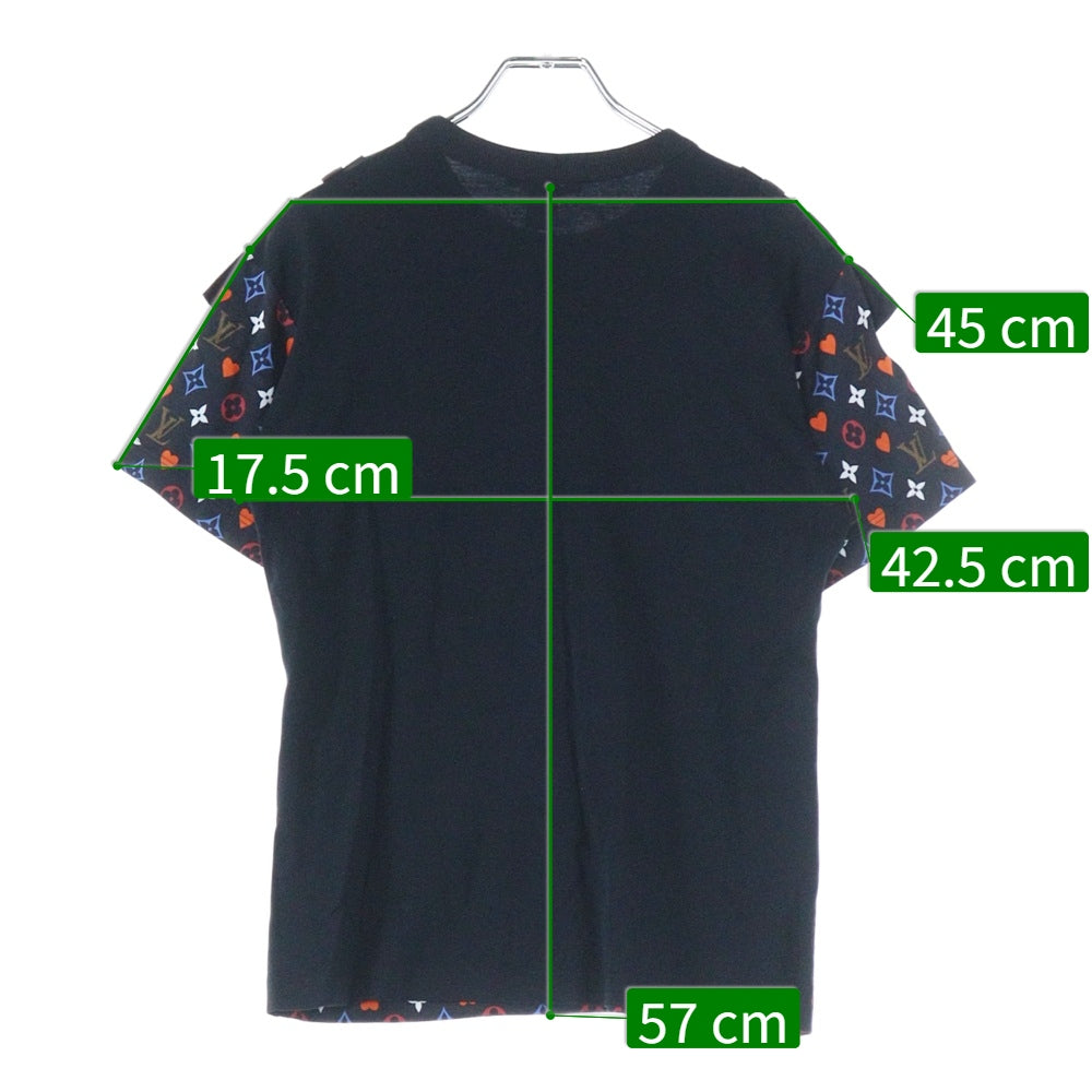 LOUIS VUITTON(ルイヴィトン) 21SS 総柄 モノグラム ゲームオンコントラストバック クルーネック 半袖 Tシャツ カットソー レディース ブラック RW211A ZVX FKTS98