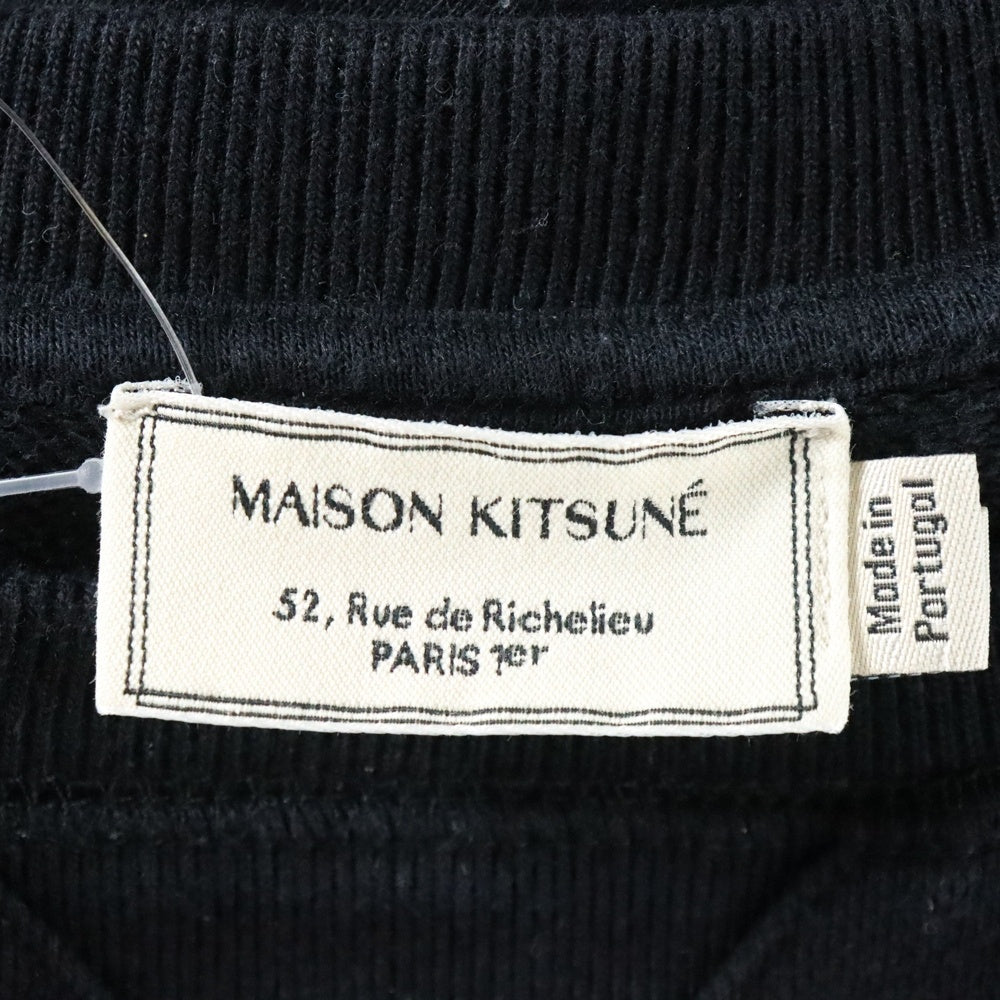 MAISON KITSUNE(メゾンキツネ) フォックスデザインプリント クルーネック カットソー スウェット トレーナー ブラック