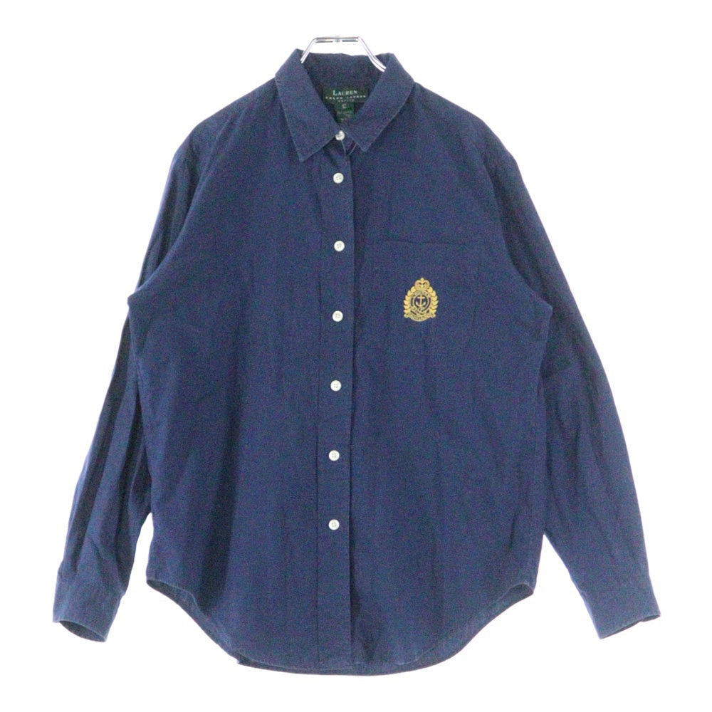 LAUREN RALPH LAUREN(ローレンラルフローレン) 胸エンブロイダリーデザイン 7B 長袖シャツ レディース ネイビー