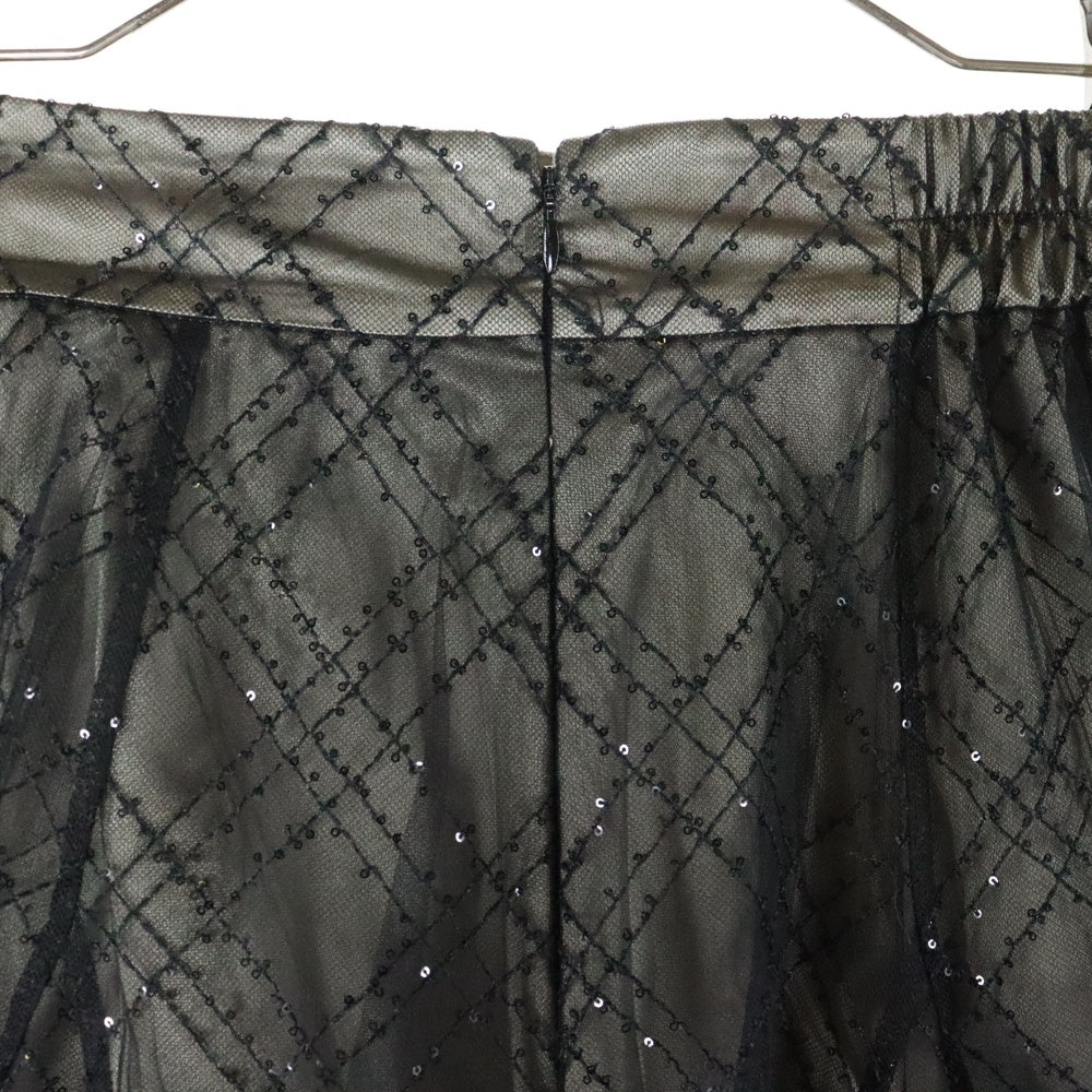 NO BRAND(ノーブランド) dazzlin ダズリン スパンコールチュール チェックロングスカート ブラック レディース 022410800201