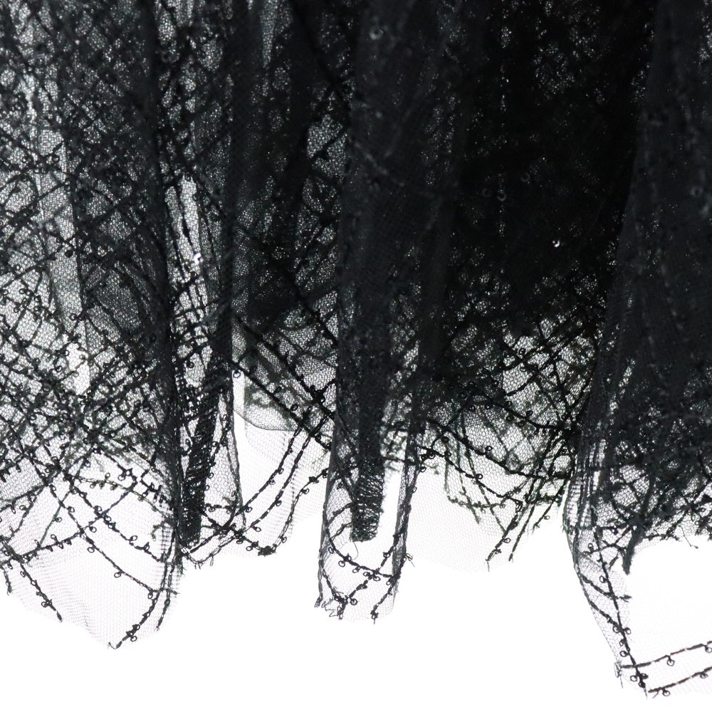 NO BRAND(ノーブランド) dazzlin ダズリン スパンコールチュール チェックロングスカート ブラック レディース 022410800201