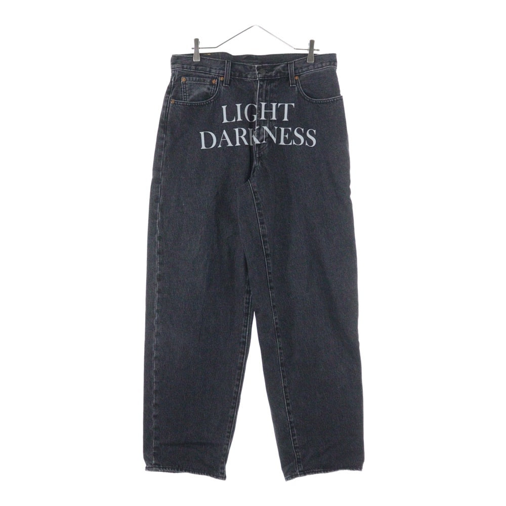 Levi's(リーバイス) ×UNDERCOVER BAGGY JEAN アンダーカバー フロントプリントデザイン バックエンブロイダリー ジップアップ バギージーンズ パンツ ブラック 001YZ-0000