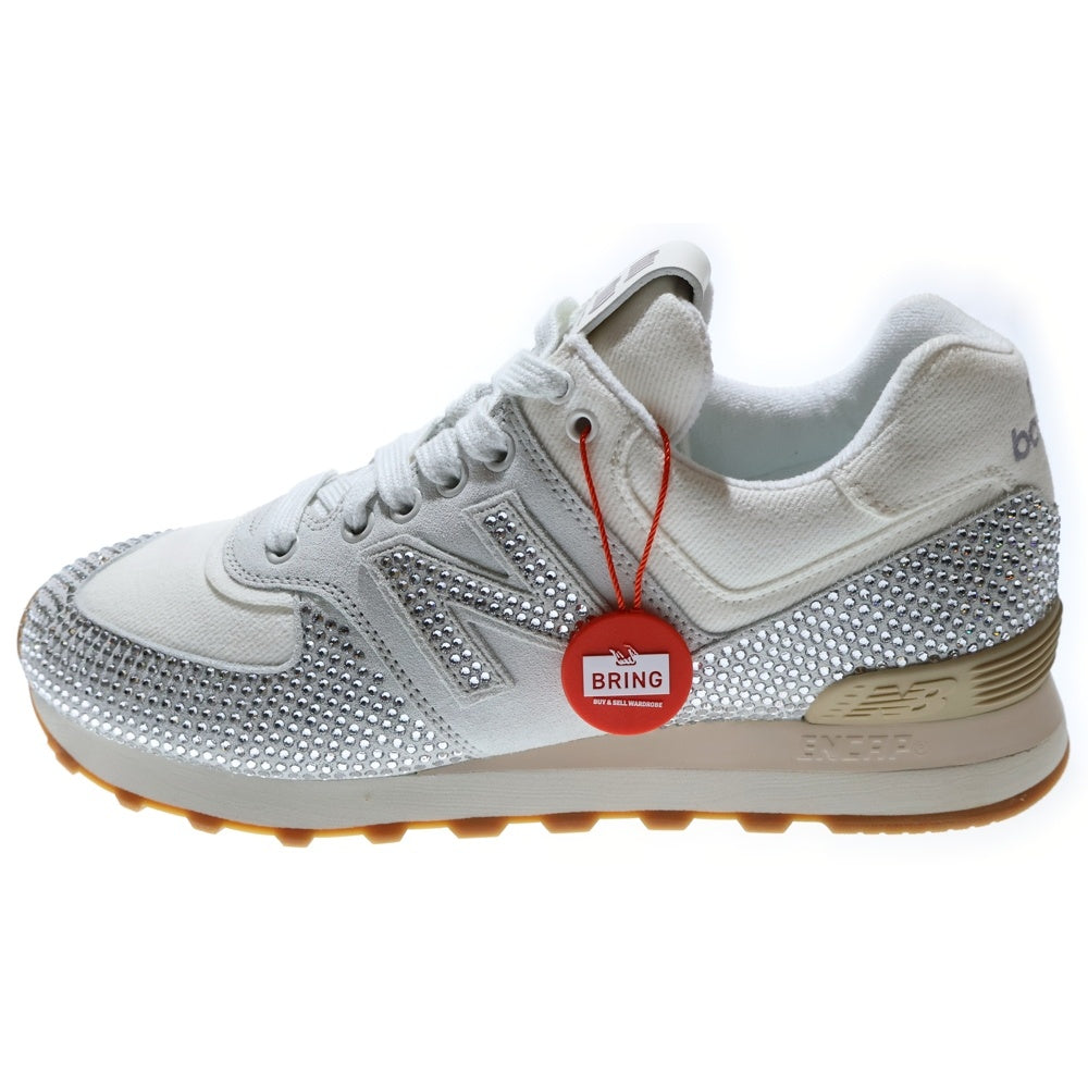 miumiu(ミュウミュウ) x New Balance 574 Crystal N Logo Sneakers ニューバランス クリスタル ロゴ ローカットスニーカー ホワイト/クリア 5E044E 3LN8 F0009