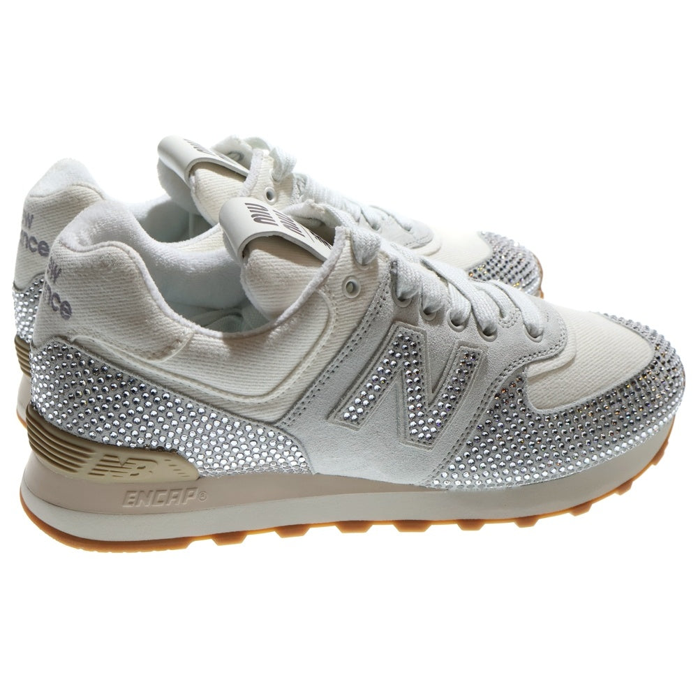 miumiu(ミュウミュウ) x New Balance 574 Crystal N Logo Sneakers ニューバランス クリスタル ロゴ ローカットスニーカー ホワイト/クリア 5E044E 3LN8 F0009
