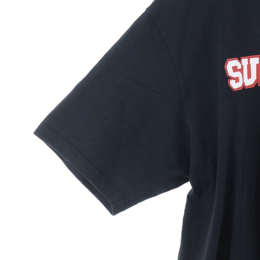 SUPREME(シュプリーム) 25SS Satin Applique S/S Top Tee サテン アップリケ ショートスリーブ トップ クルーネック半袖Tシャツ カットソー ブラック