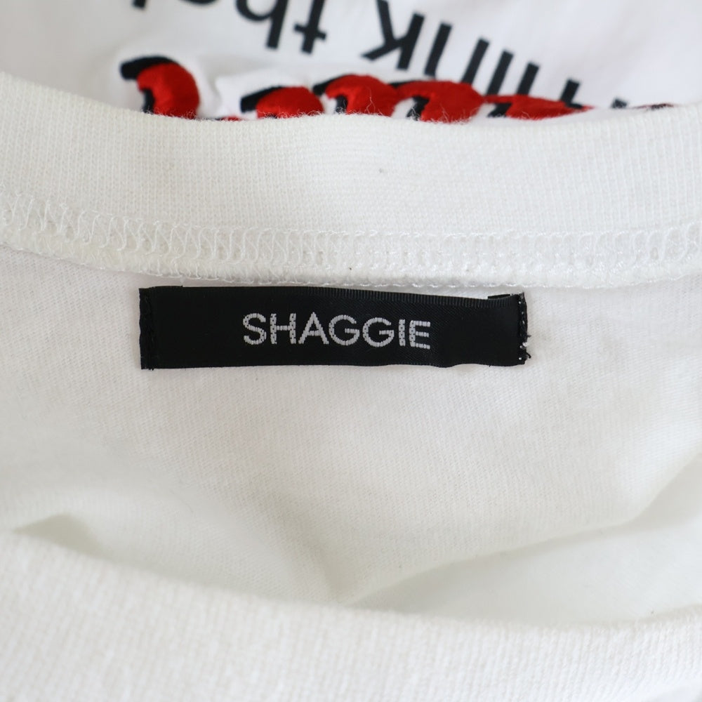 SHAGGIE(シャギー) 両面刺繍 クルーネック半袖Tシャツ カットソー ホワイト SGZUC0622006