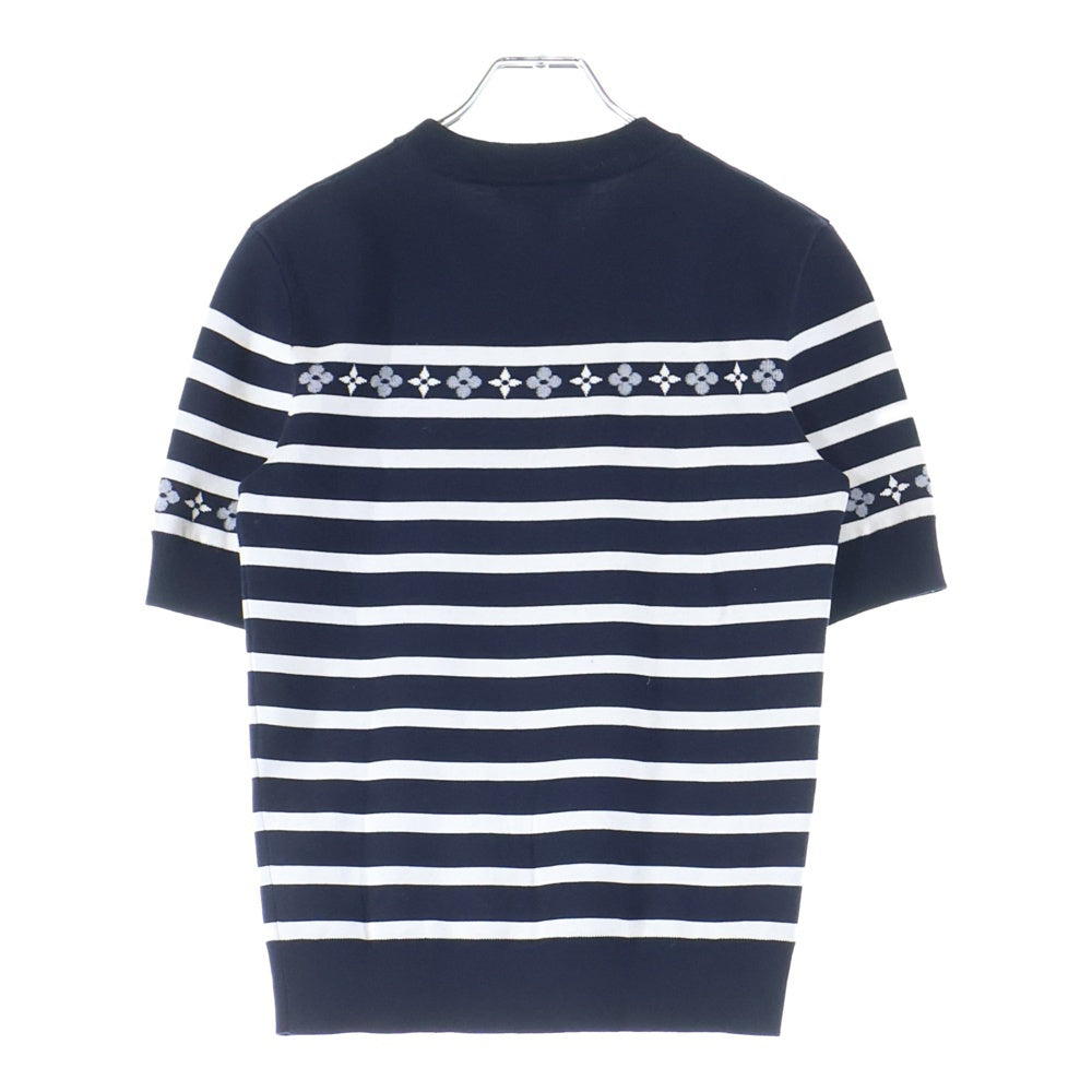 LOUIS VUITTON(ルイヴィトン) 22AW モノグラム フラワー マニリエール 半袖 ニット Tシャツ カットソー レディース ネイビー/ホワイト RW222J OE5 FNKS09