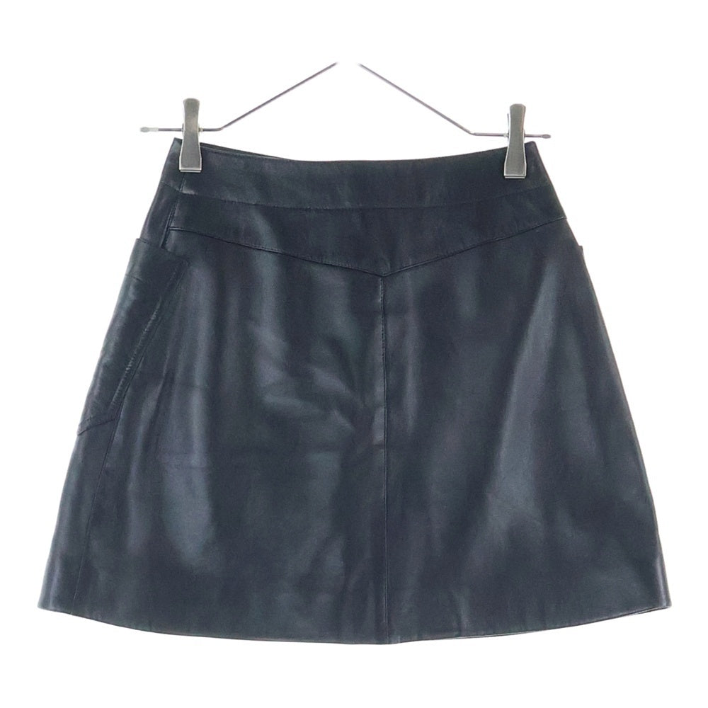 Christian Dior(クリスチャンディオール) CDロゴボタン ラムスキン レザー タイト ミニスカート レディース ブラック 125J31AL015