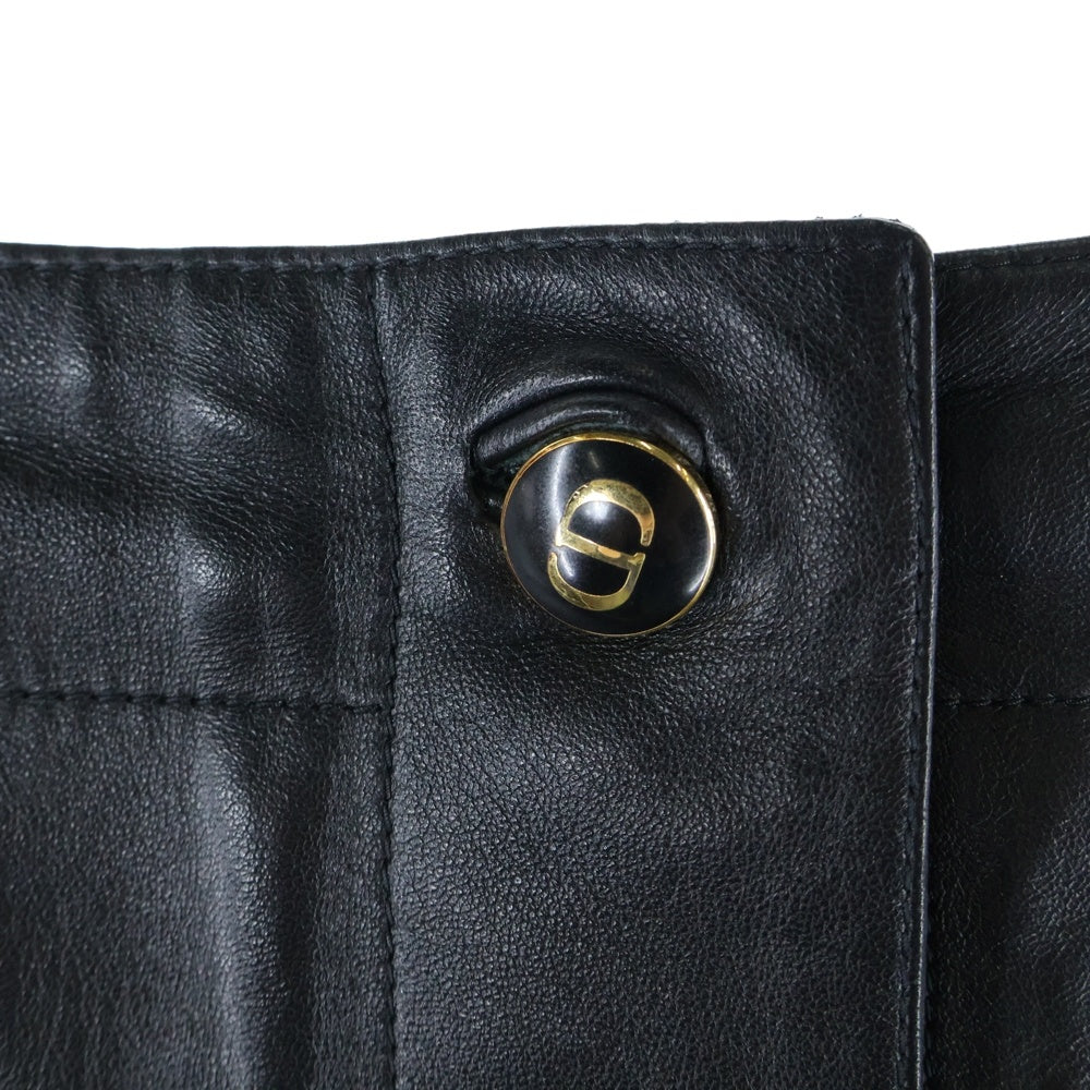 Christian Dior(クリスチャンディオール) CDロゴボタン ラムスキン レザー タイト ミニスカート レディース ブラック 125J31AL015