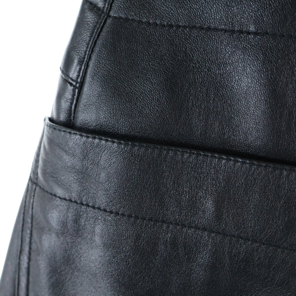 Christian Dior(クリスチャンディオール) CDロゴボタン ラムスキン レザー タイト ミニスカート レディース ブラック 125J31AL015