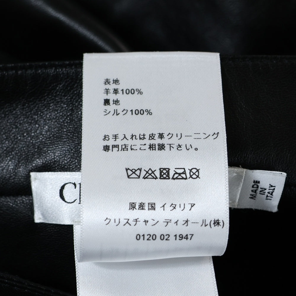 Christian Dior(クリスチャンディオール) CDロゴボタン ラムスキン レザー タイト ミニスカート レディース ブラック 125J31AL015
