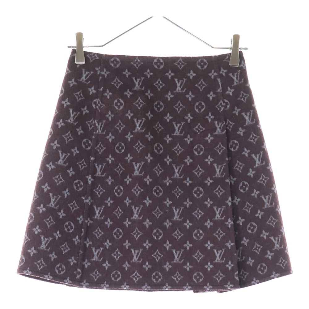 LOUIS VUITTON(ルイヴィトン) 21AW モノグラム マルタンガール ウール シルク ロゴボタン ミニスカート レディース バーガンディー RW212W QS3 FLSK23