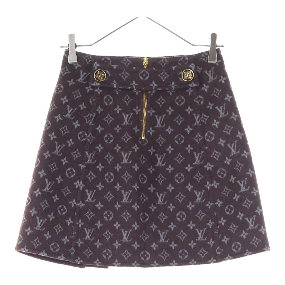 LOUIS VUITTON(ルイヴィトン) 21AW モノグラム マルタンガール ウール シルク ロゴボタン ミニスカート レディース バーガンディー RW212W QS3 FLSK23