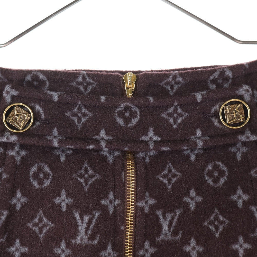 LOUIS VUITTON(ルイヴィトン) 21AW モノグラム マルタンガール ウール シルク ロゴボタン ミニスカート レディース バーガンディー RW212W QS3 FLSK23