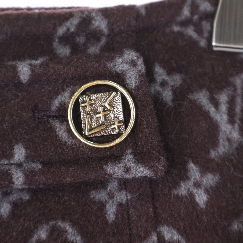LOUIS VUITTON(ルイヴィトン) 21AW モノグラム マルタンガール ウール シルク ロゴボタン ミニスカート レディース バーガンディー RW212W QS3 FLSK23