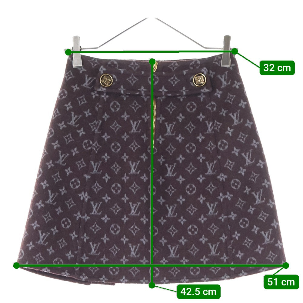 LOUIS VUITTON(ルイヴィトン) 21AW モノグラム マルタンガール ウール シルク ロゴボタン ミニスカート レディース バーガンディー RW212W QS3 FLSK23