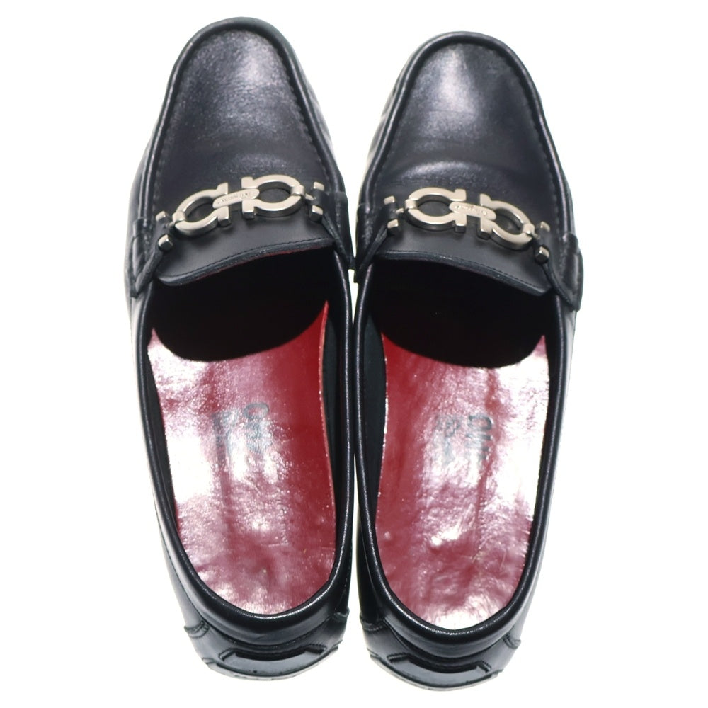 Salvatore Ferragamo(サルヴァトーレ フェラガモ) イタリア製 ガンチーニ レザー ドライビングシューズ スリッポンローファー ブラック レディース