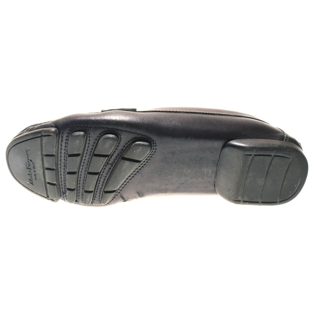 Salvatore Ferragamo(サルヴァトーレ フェラガモ) イタリア製 ガンチーニ レザー ドライビングシューズ スリッポンローファー ブラック レディース