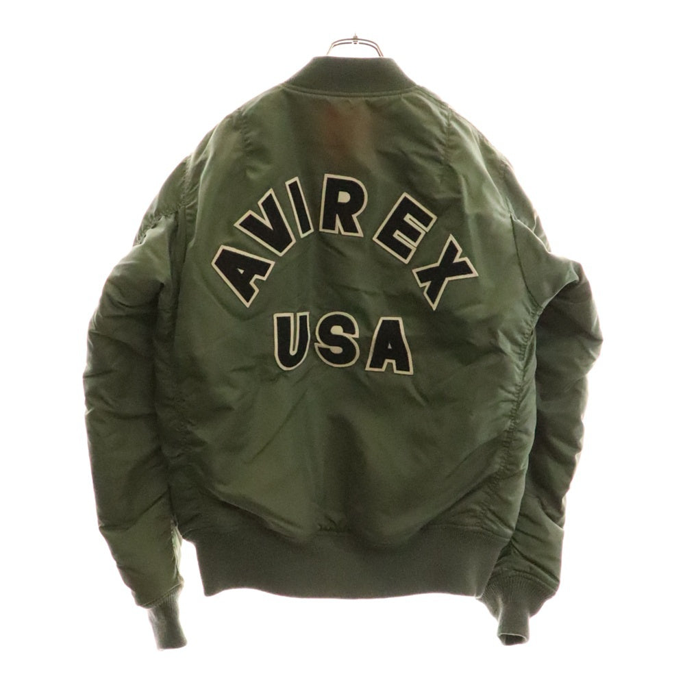 AVIREX(アヴィレックス) MA-1 COMMERCIAL LOGO コマーシャルロゴ リバーシブル ジップアップ フライトジャケット カーキ/オレンジ 6162164