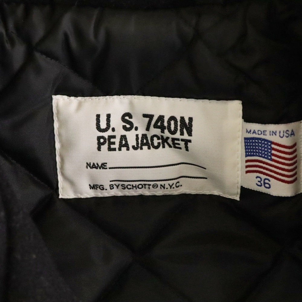 SCHOTT(ショット) U.S. 740N PEA JACKET ウール ダブルブレスト ピーコート ジャケット ネイビー 704 Navy