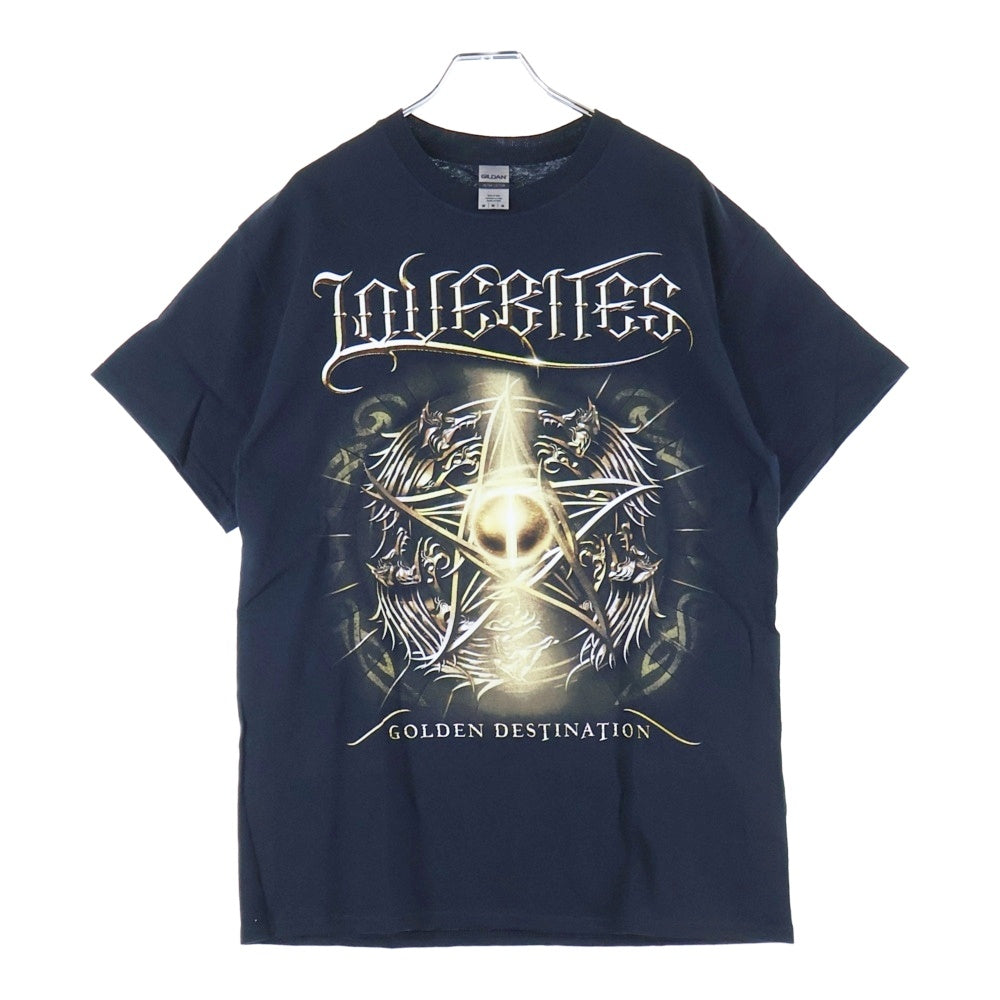 NO BRAND(ノーブランド) LOVEBITES GOLDEN DESTINATION ラブバイツ ゴールデンデスティネーション プリント 半袖Tシャツ カットソー ブラック