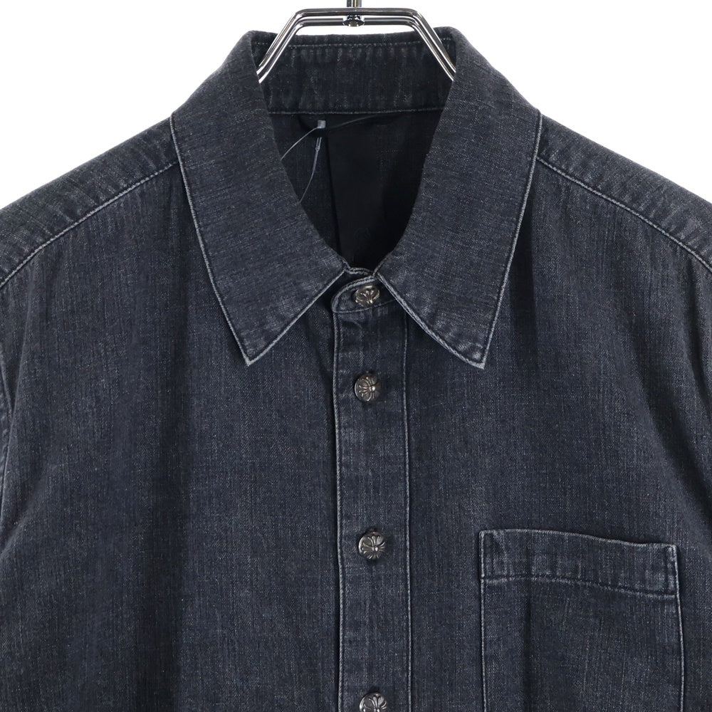 CHROME HEARTS(クロムハーツ) LOOSEENDS LS ルーズエンド 袖クロスパッチ クロスボールボタン デニム長袖シャツ ブラック