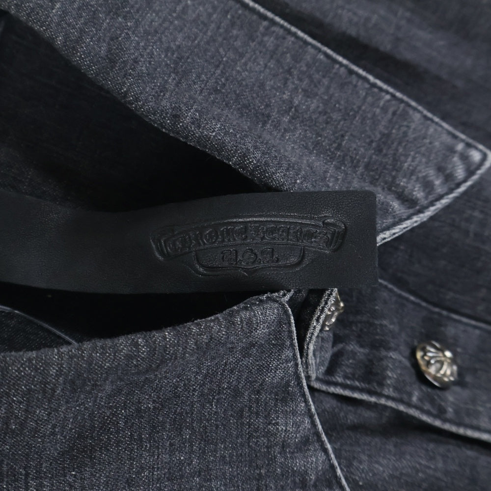 CHROME HEARTS(クロムハーツ) LOOSEENDS LS ルーズエンド 袖クロスパッチ クロスボールボタン デニム長袖シャツ ブラック