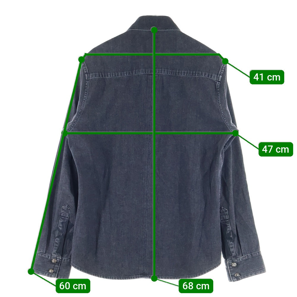 CHROME HEARTS(クロムハーツ) LOOSEENDS LS ルーズエンド 袖クロスパッチ クロスボールボタン デニム長袖シャツ ブラック