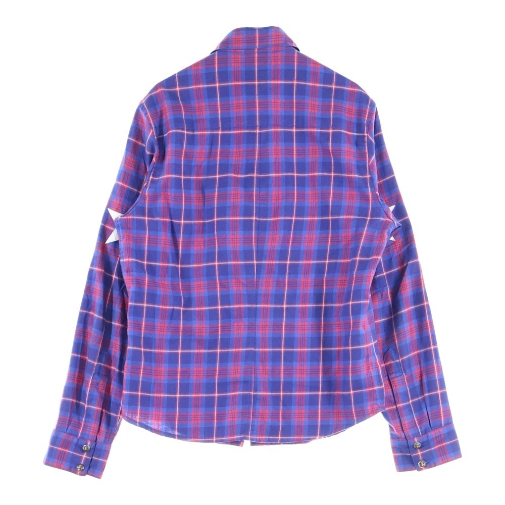 CHROME HEARTS(クロムハーツ) LOOSEENDS LS ルーズエンド エルボースターパッチ クロスボールボタン チェック長袖シャツ レッド/ブルー