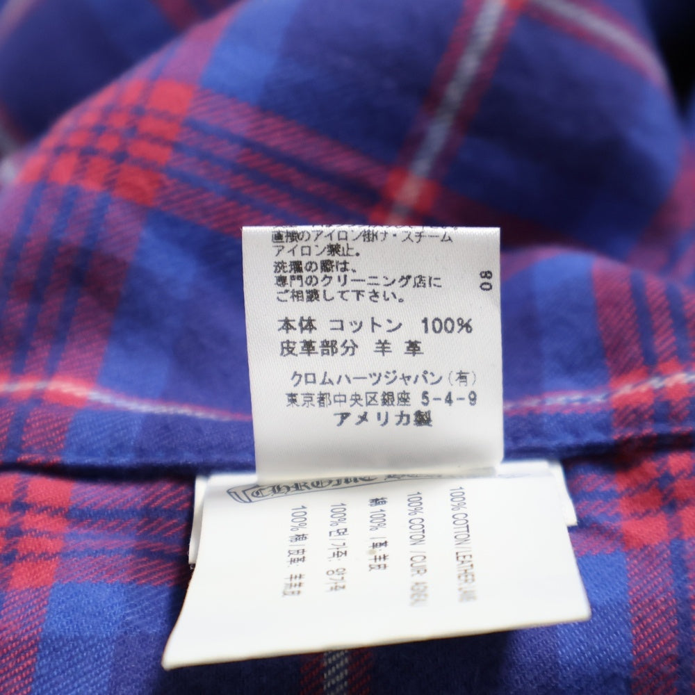 CHROME HEARTS(クロムハーツ) LOOSEENDS LS ルーズエンド エルボースターパッチ クロスボールボタン チェック長袖シャツ レッド/ブルー
