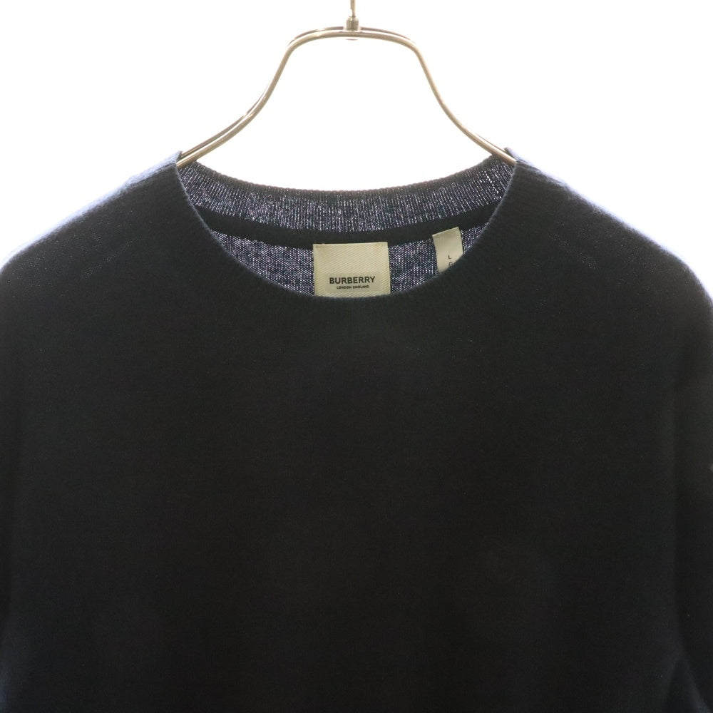 BURBERRY(バーバリー) カシミヤ エンブロイダリー クルーネック セーター ネイビー 8018645
