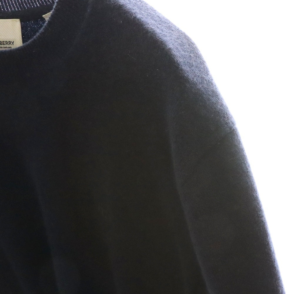 BURBERRY(バーバリー) カシミヤ エンブロイダリー クルーネック セーター ネイビー 8018645