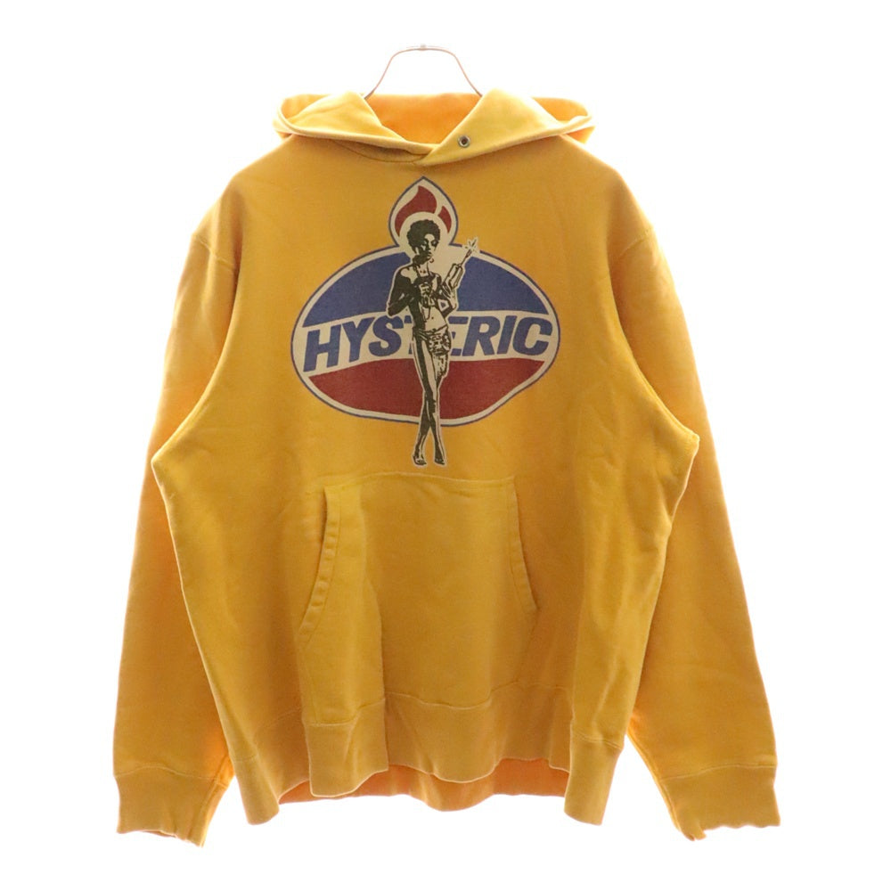 HYSTERIC GLAMOUR(ヒステリックグラマー) ガールロゴプリント スウェット プルオーバーパーカー イエロー 2CF-4515