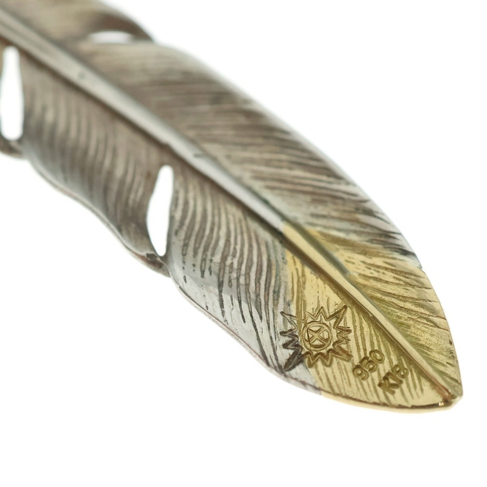 REDMAN(レッドマン) 先金大フェザー 左向き ペンダントトップ シルバー/ゴールド RM-104-L-SG